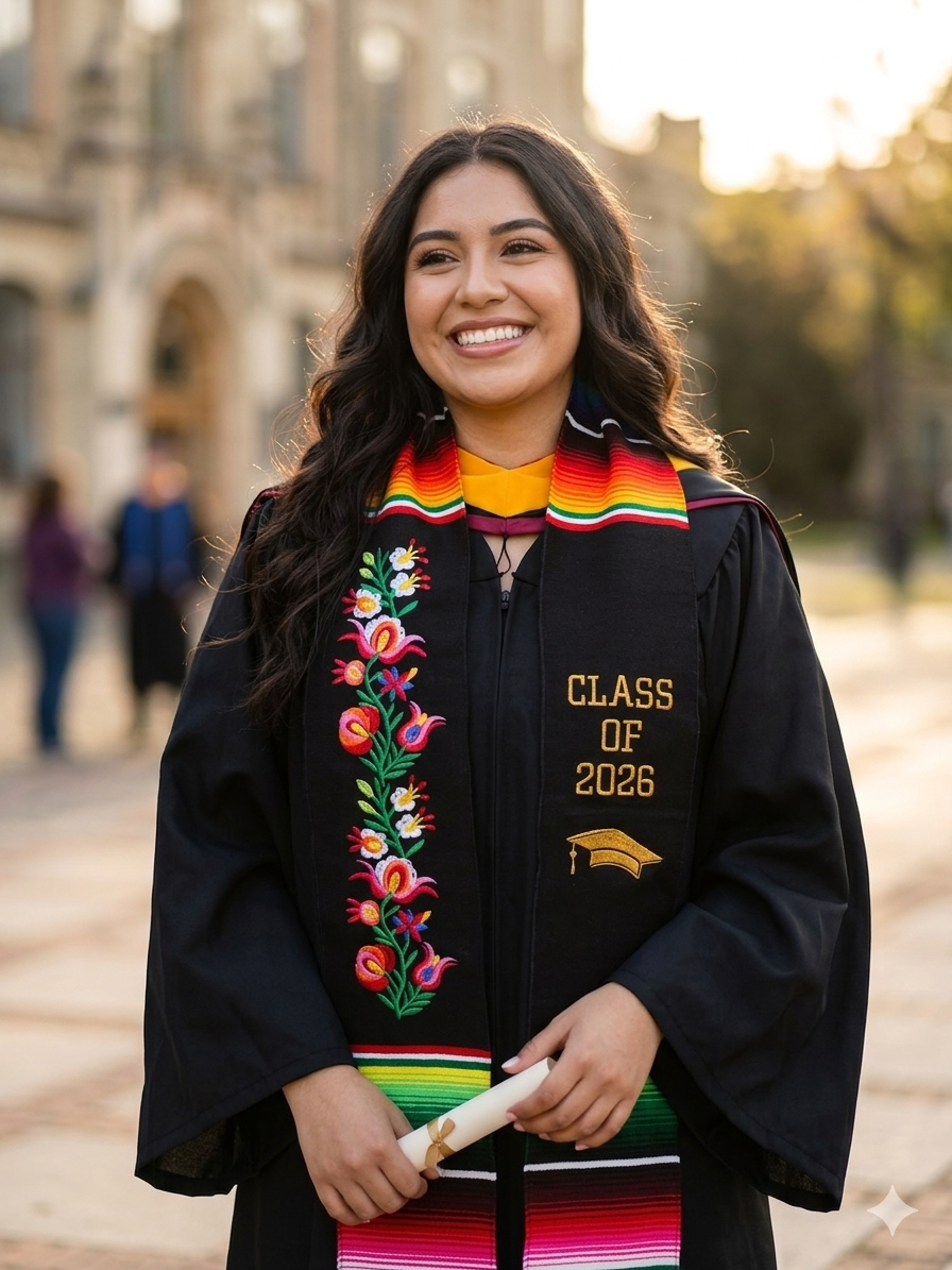 Graduation Moflas Black Flores Graduation Sash | M&B Tiny Shop